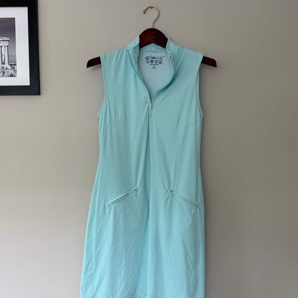 IBKUL Mint Sleeveless Zip-Front Golf Dress